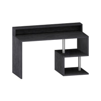 Scrivania Kobenhavn, Scrittoio lineare con ripiani portaoggetti, Scrivania ufficio multiuso con sopralzo, 140x60h93 cm, Ardesia