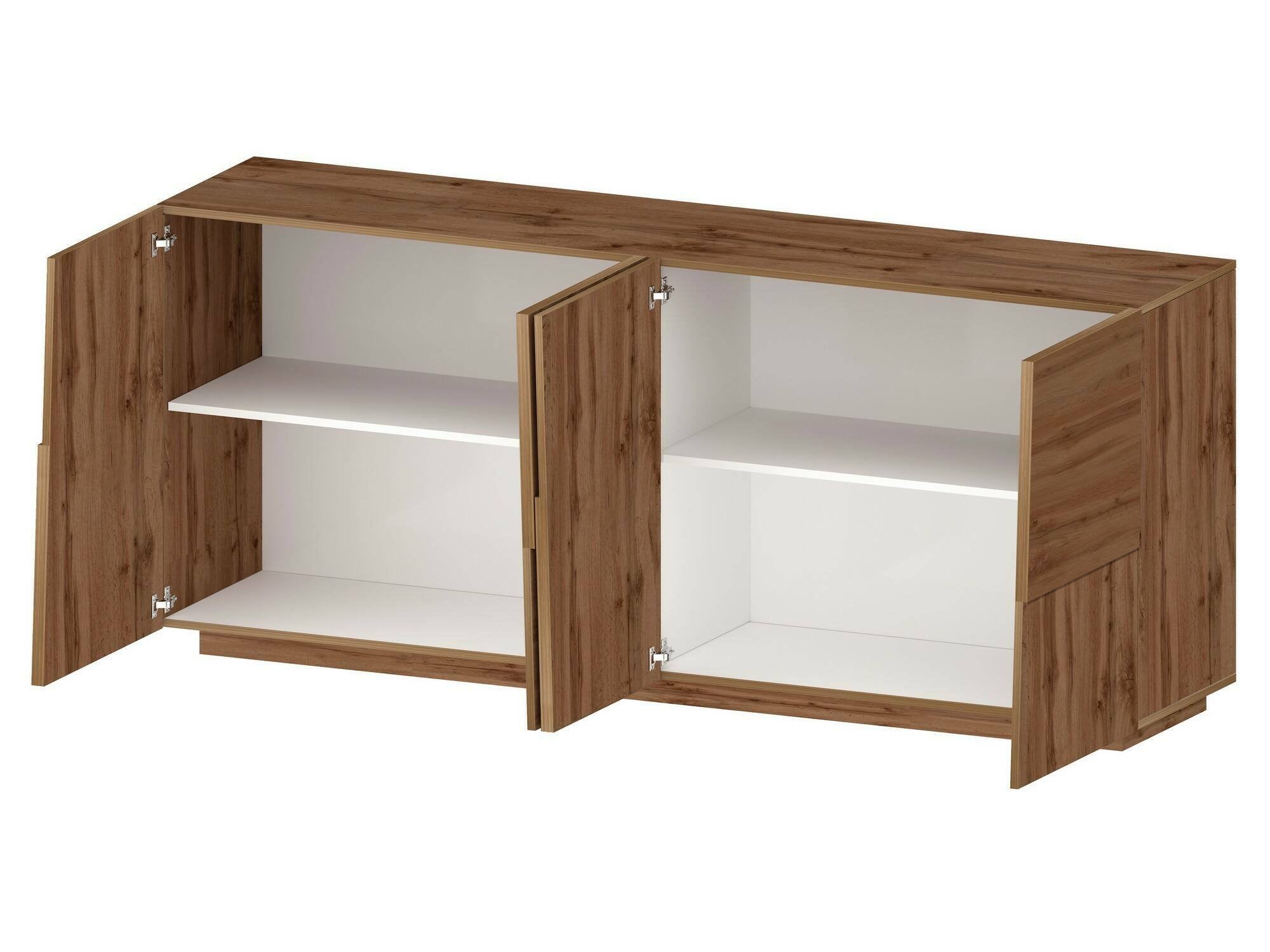 Credenza Arda, Buffet da soggiorno, Madia da salotto moderna con 4 ante, 200x44h86 cm, Rovere