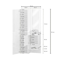 Mobile da ingresso Bauladu, Armadietto multifunzione a 2 ante, Mobile multiuso con specchio, 90x35h190 cm, Bianco