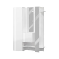 Mobile da ingresso Arabelle, Armadietto multifunzione a 2 ante, Appendiabiti da parete con 2 specchi, 140x35h190 cm, Bianco