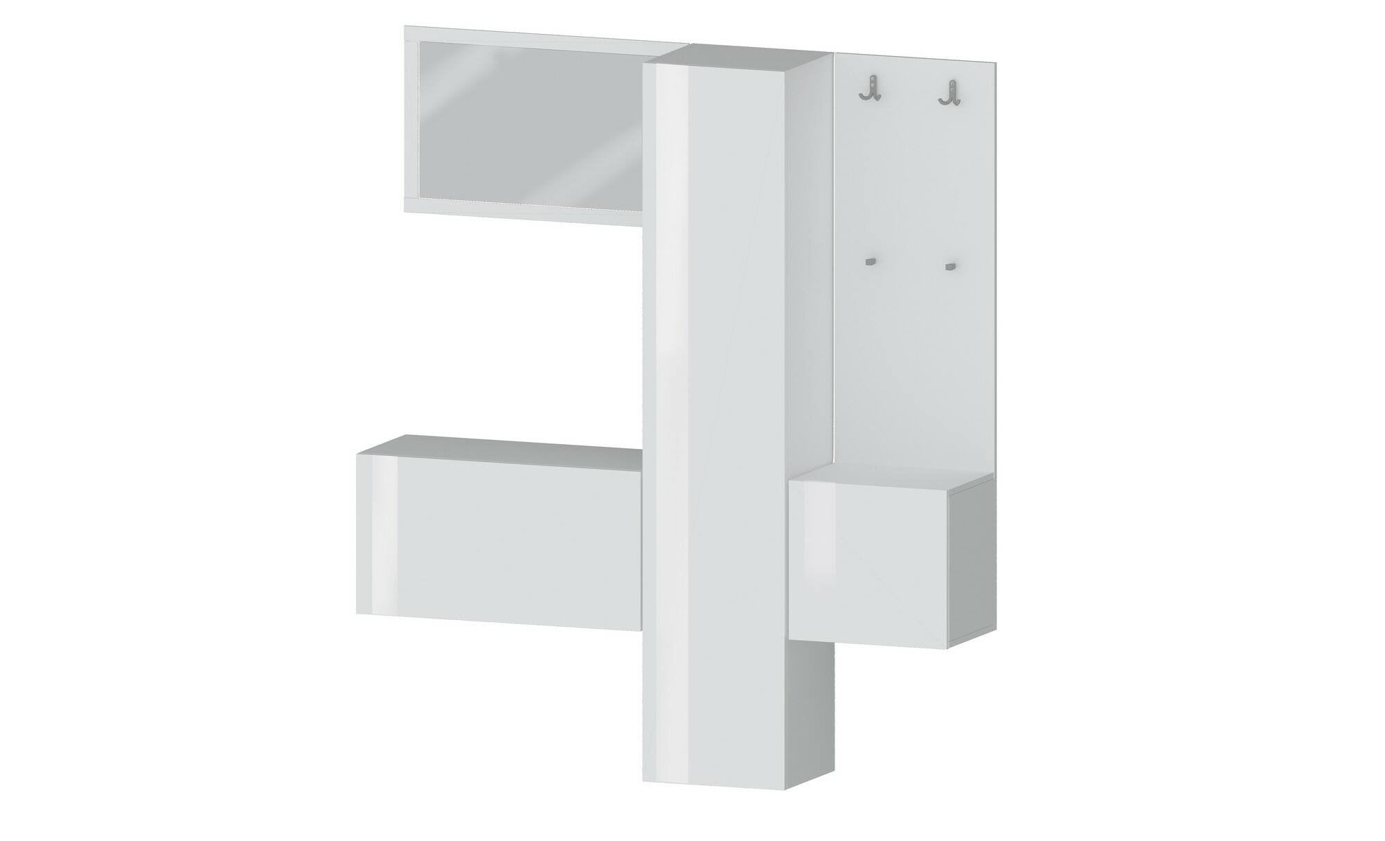 Mobile da ingresso Barengo, Armadietto multifunzione a 3 ante, Appendiabiti da parete con specchio, 170x35h190 cm, Bianco