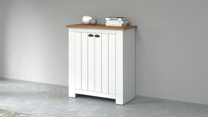 Scarpiera Adriatica, Porta scarpe salvaspazio a 2 ante, Armadio multifunzione da ingresso, 84x42h100 cm, Bianco e Rovere