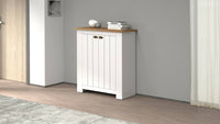 Scarpiera Adriatica, Porta scarpe salvaspazio a 2 ante, Armadio multifunzione da ingresso, 84x42h100 cm, Bianco e Rovere