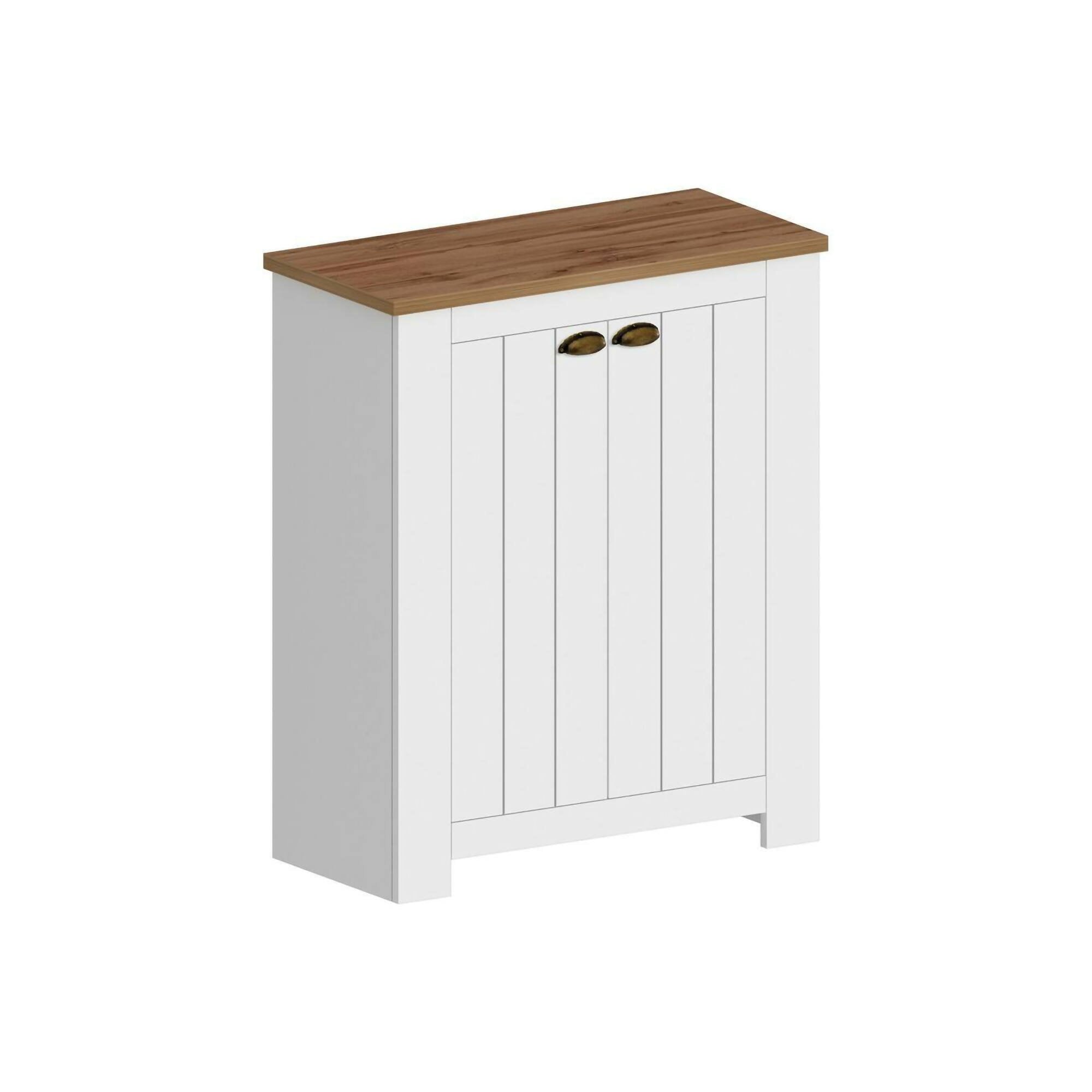 Scarpiera Adriatica, Porta scarpe salvaspazio a 2 ante, Armadio multifunzione da ingresso, 84x42h100 cm, Bianco e Rovere