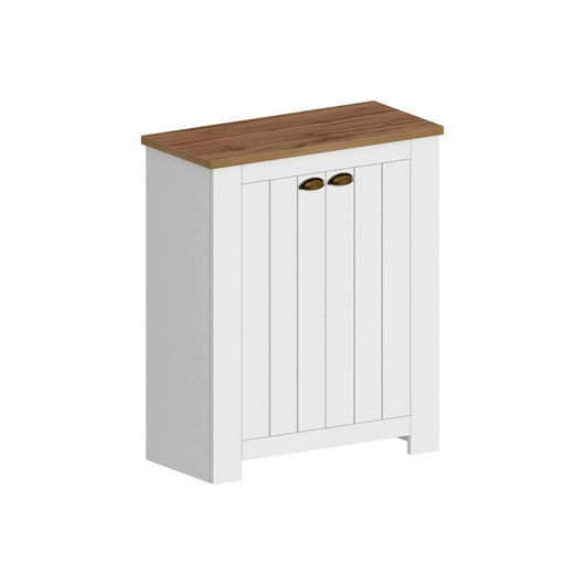 Scarpiera Adriatica, Porta scarpe salvaspazio a 2 ante, Armadio multifunzione da ingresso, 84x42h100 cm, Bianco e Rovere