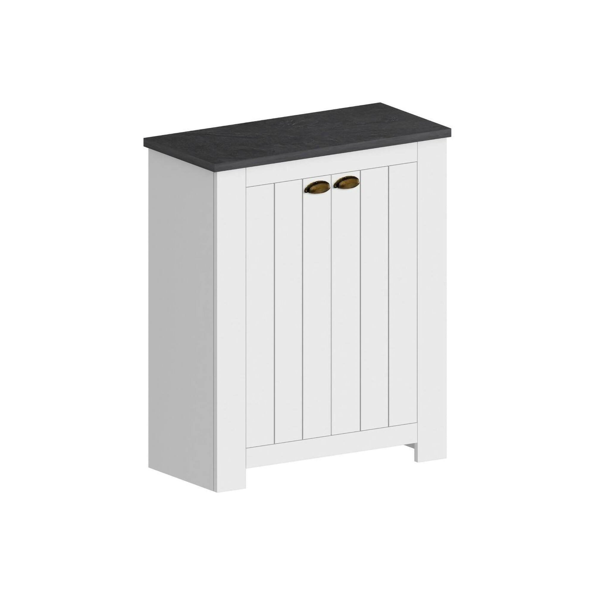 Scarpiera Adriatica, Porta scarpe salvaspazio a 2 ante, Armadio multifunzione da ingresso, 84x42h100 cm, Bianco e Ardesia