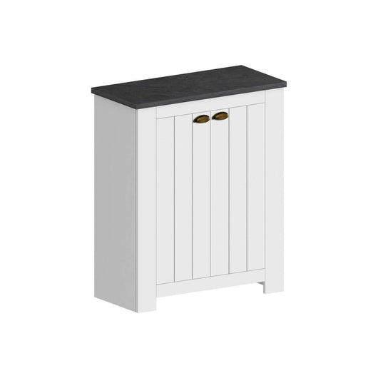 Scarpiera Adriatica, Porta scarpe salvaspazio a 2 ante, Armadio multifunzione da ingresso, 84x42h100 cm, Bianco e Ardesia