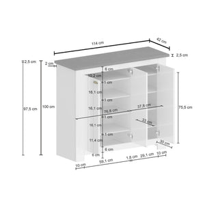 Scarpiera Seprio, Porta scarpe salvaspazio a 3 ante, Armadio multifunzione da ingresso, 114x42h100 cm, Bianco e Rovere