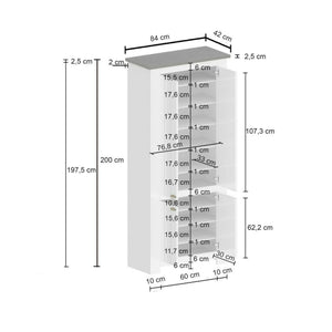 Scarpiera Shirley, Porta scarpe salvaspazio a 4 ante, Armadio multifunzione da ingresso, 84x42h200 cm, Bianco e Rovere