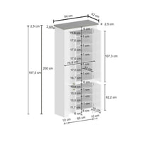 Scarpiera Shirley, Porta scarpe salvaspazio a 4 ante, Armadio multifunzione da ingresso, 84x42h200 cm, Bianco e Ardesia