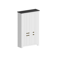 Scarpiera Apricena, Porta scarpe salvaspazio a 6 ante, Armadio multifunzione da ingresso, 114x42h200 cm, Bianco e Ardesia