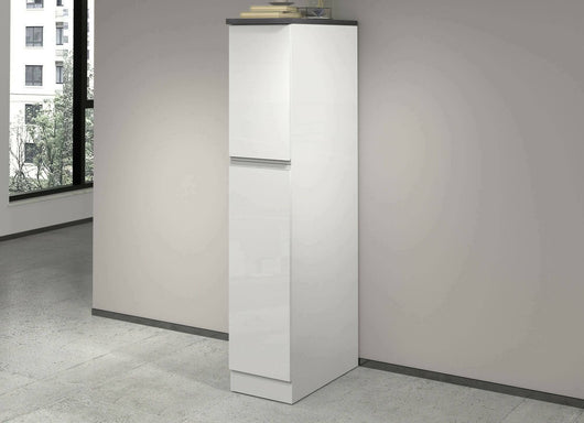 Dispensa da cucina Atrax, Mobile multiuso, Armadio portaoggetti a 2 cassettoni, 100% Made in Italy, 30x60h165 cm, Bianco lucido e Ardesia