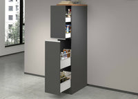 Dispensa da cucina Atrax, Mobile multiuso, Armadio portaoggetti a 2 cassettoni, 100% Made in Italy, 30x60h165 cm, Antracite e Rovere