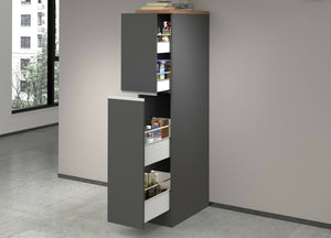 Dispensa da cucina Atrax, Mobile multiuso, Armadio portaoggetti a 2 cassettoni, 100% Made in Italy, 30x60h165 cm, Antracite e Rovere