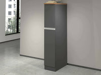 Dispensa da cucina Atrax, Mobile multiuso, Armadio portaoggetti a 2 cassettoni, 100% Made in Italy, 30x60h165 cm, Antracite e Rovere