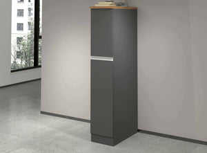 Dispensa da cucina Atrax, Mobile multiuso, Armadio portaoggetti a 2 cassettoni, 100% Made in Italy, 30x60h165 cm, Antracite e Rovere