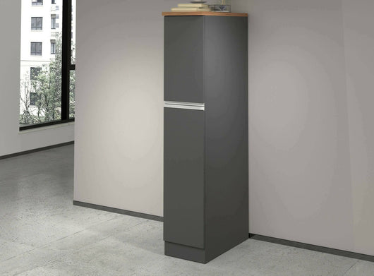 Dispensa da cucina Atrax, Mobile multiuso, Armadio portaoggetti a 2 cassettoni, 100% Made in Italy, 30x60h165 cm, Antracite e Rovere