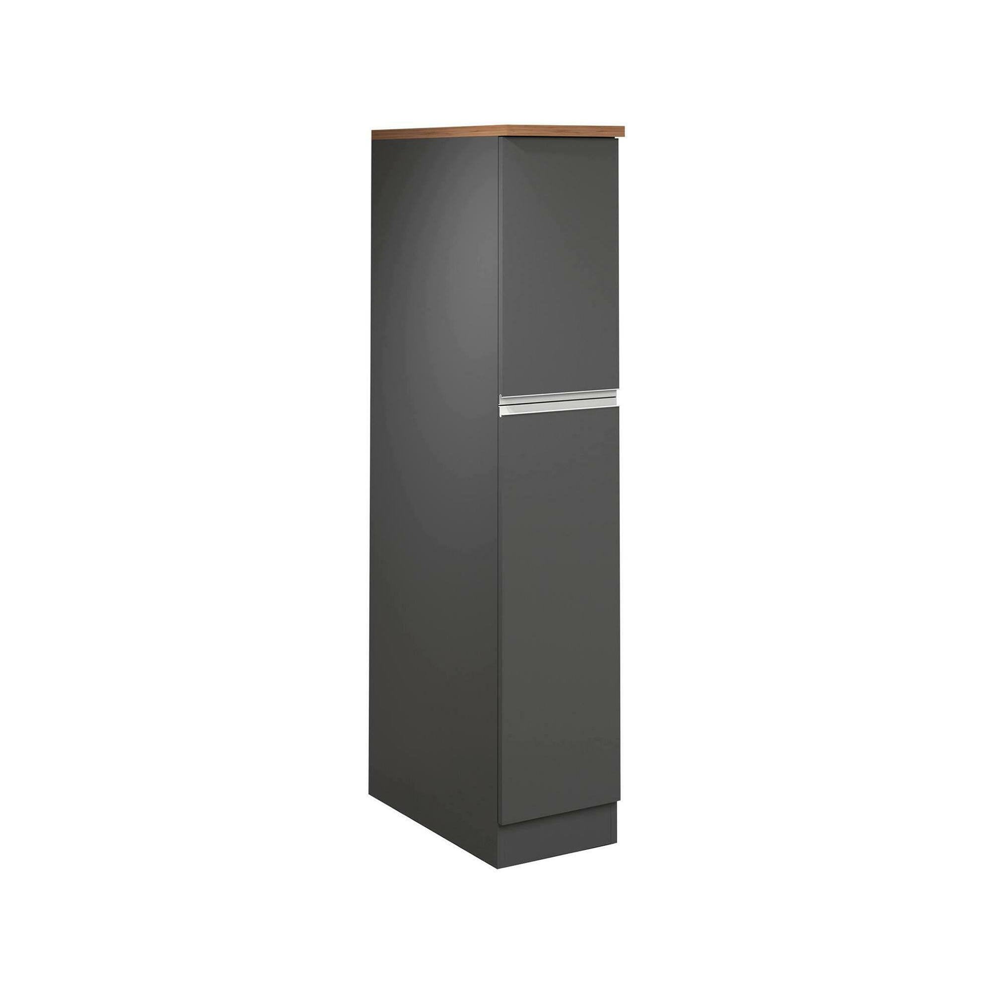 Dispensa da cucina Atrax, Mobile multiuso, Armadio portaoggetti a 2 cassettoni, 100% Made in Italy, 30x60h165 cm, Antracite e Rovere