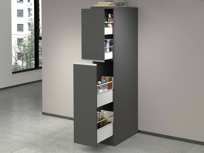 Dispensa da cucina Atrax, Mobile multiuso, Armadio portaoggetti a 2 cassettoni, 100% Made in Italy, 30x60h165 cm, Antracite e Ardesia