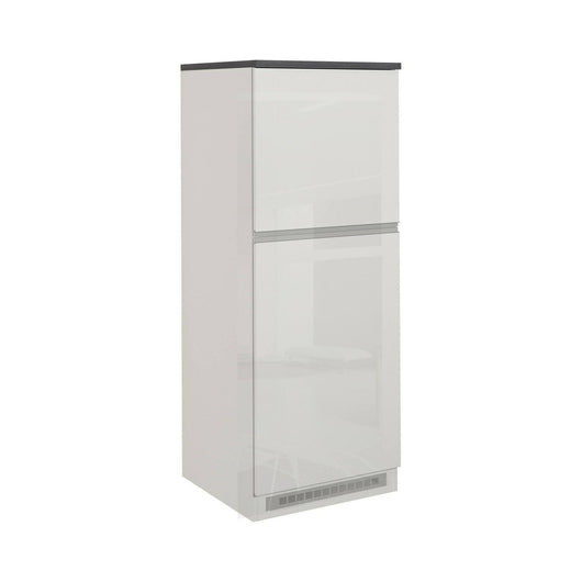 Dispensa da cucina Mesarthim, Mobile multiuso, Armadio porta frigo a 2 ante, 100% Made in Italy, 60x60h165 cm, Bianco lucido e Ardesia
