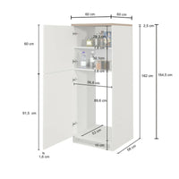 Dispensa da cucina Mesarthim, Mobile multiuso, Armadio porta frigo a 2 ante, 100% Made in Italy, 60x60h165 cm, Antracite e Ardesia