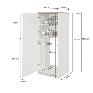Dispensa da cucina Mesarthim, Mobile multiuso, Armadio porta frigo a 2 ante, 100% Made in Italy, 60x60h165 cm, Antracite e Ardesia