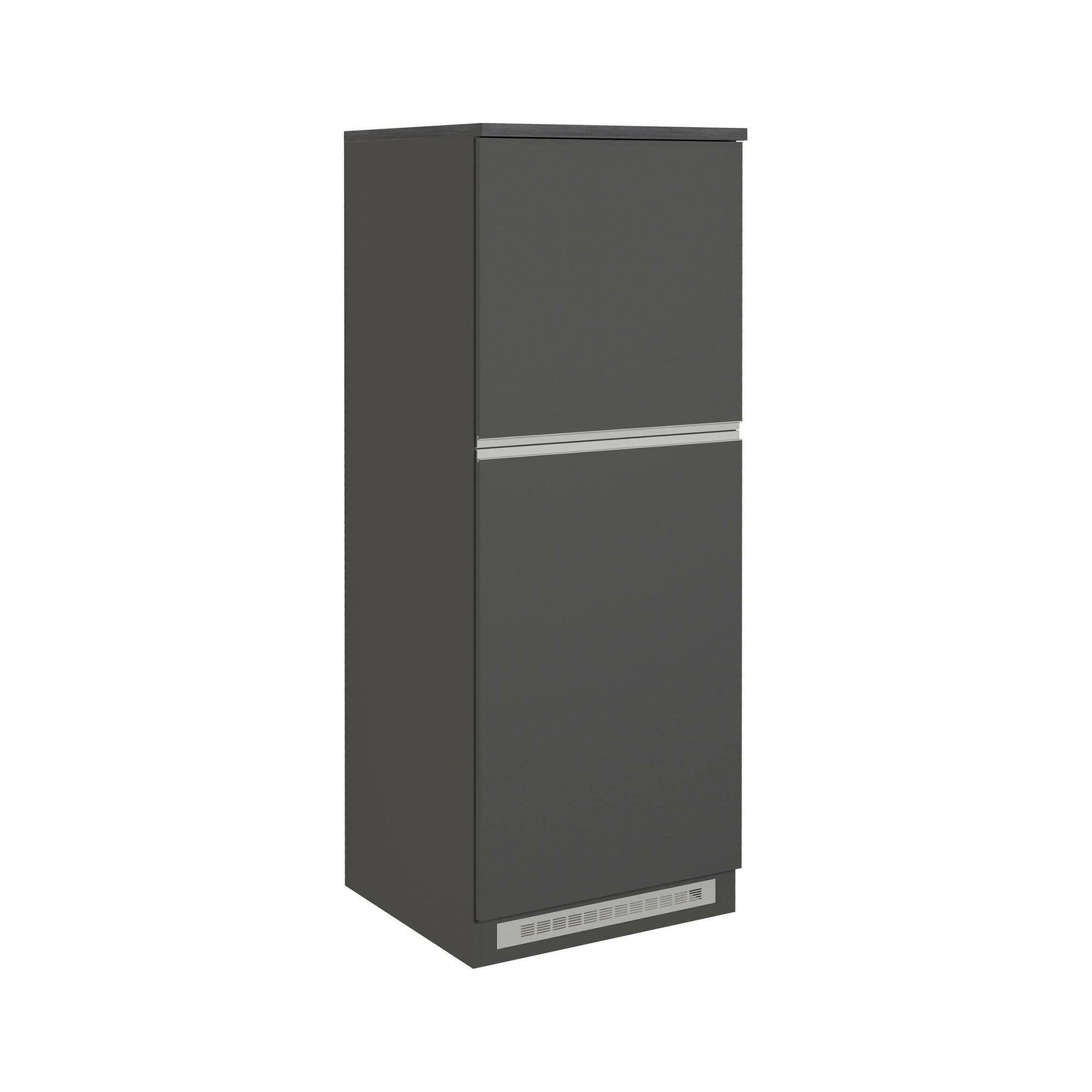 Dispensa da cucina Mesarthim, Mobile multiuso, Armadio porta frigo a 2 ante, 100% Made in Italy, 60x60h165 cm, Antracite e Ardesia