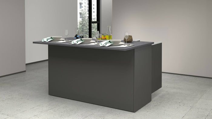 Isola da cucina Tartaro, Tavolo ausiliario portaoggetti, 100% Made in Italy, 155x90h90 cm, Antracite e Ardesia