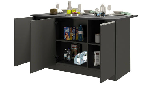 Isola da cucina Tartaro, Tavolo ausiliario portaoggetti, 100% Made in Italy, 155x90h90 cm, Antracite e Ardesia