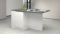 Isola da cucina Abern, Tavolo ausiliario portaoggetti, 100% Made in Italy, 160x90h90 cm, Bianco lucido e Ardesia