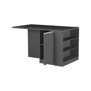 Isola da cucina Abern, Mobile da cucina a 2 ante, Tavolo ausiliario portaoggetti, 100% Made in Italy, 160x90h90 cm, Antracite e Ardesia