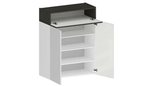 Scarpiera Nala, Porta scarpe salvaspazio a 3 ante, Armadio multifunzione da ingresso, 76x38h100 cm, Bianco e Ardesia