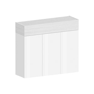 Scarpiera Griselda, Porta scarpe salvaspazio a 4 ante, Armadio multifunzione da ingresso, 114x38h100 cm, Bianco effetto larice