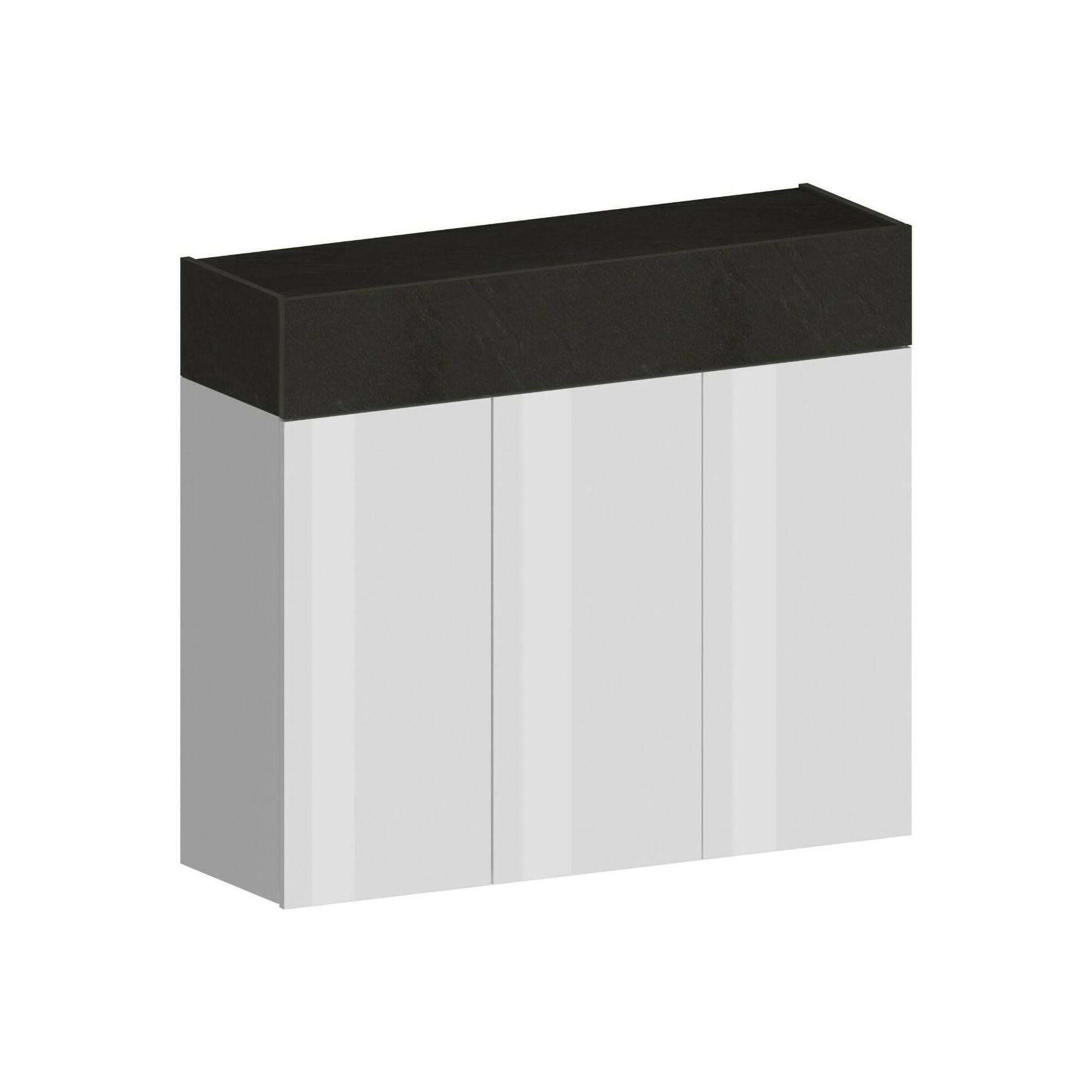 Scarpiera Griselda, Porta scarpe salvaspazio a 4 ante, Armadio multifunzione da ingresso, 114x38h100 cm, Bianco e Ardesia