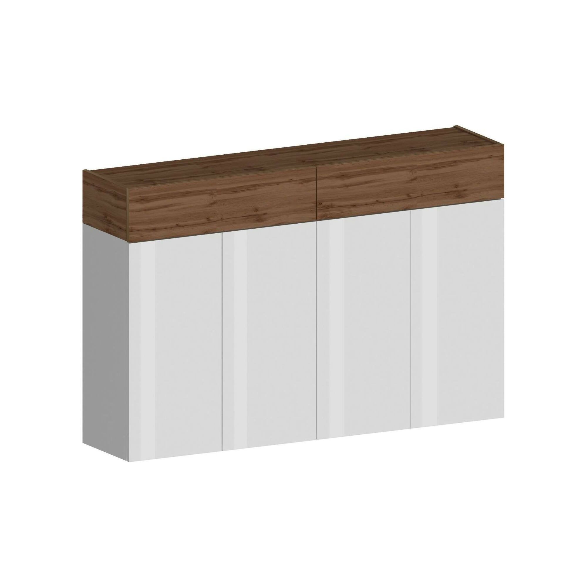 Scarpiera Are, Porta scarpe salvaspazio a 6 ante, Armadio multifunzione da ingresso, 154x38h100 cm, Bianco e Rovere