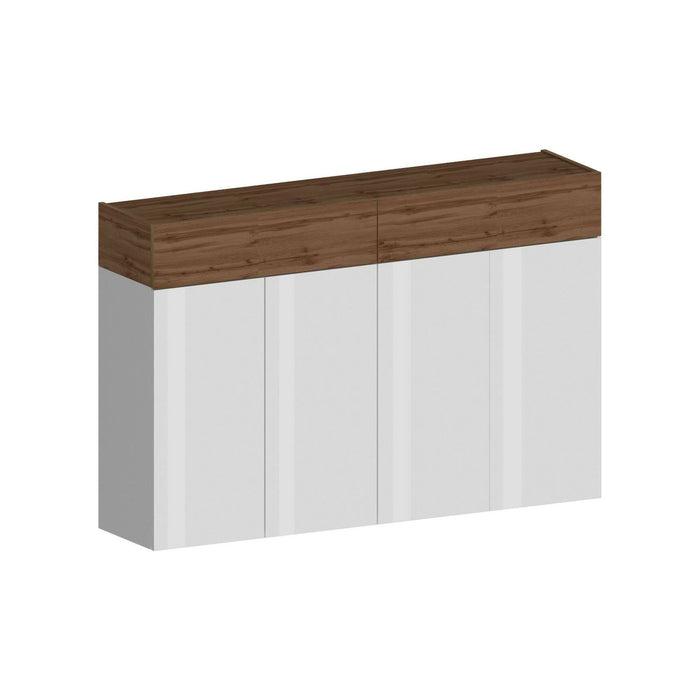 Scarpiera Are, Porta scarpe salvaspazio a 6 ante, Armadio multifunzione da ingresso, 154x38h100 cm, Bianco e Rovere