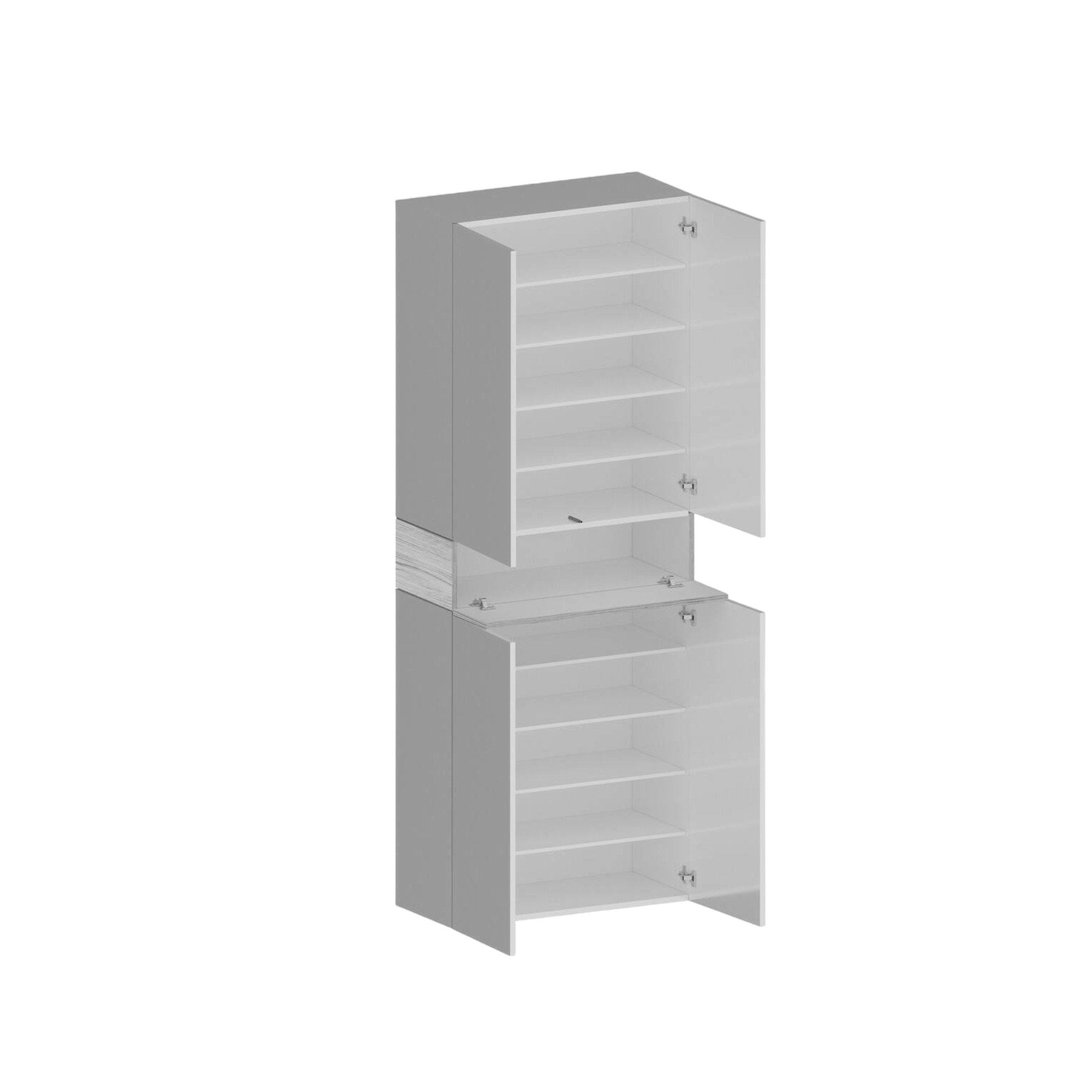 Scarpiera Asklol, Porta scarpe salvaspazio a 5 ante, Armadio multifunzione da ingresso, 76x38h200 cm, Bianco effetto larice