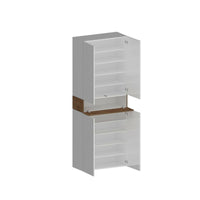 Scarpiera Asklol, Porta scarpe salvaspazio a 5 ante, Armadio multifunzione da ingresso, 76x38h200 cm, Bianco e Rovere