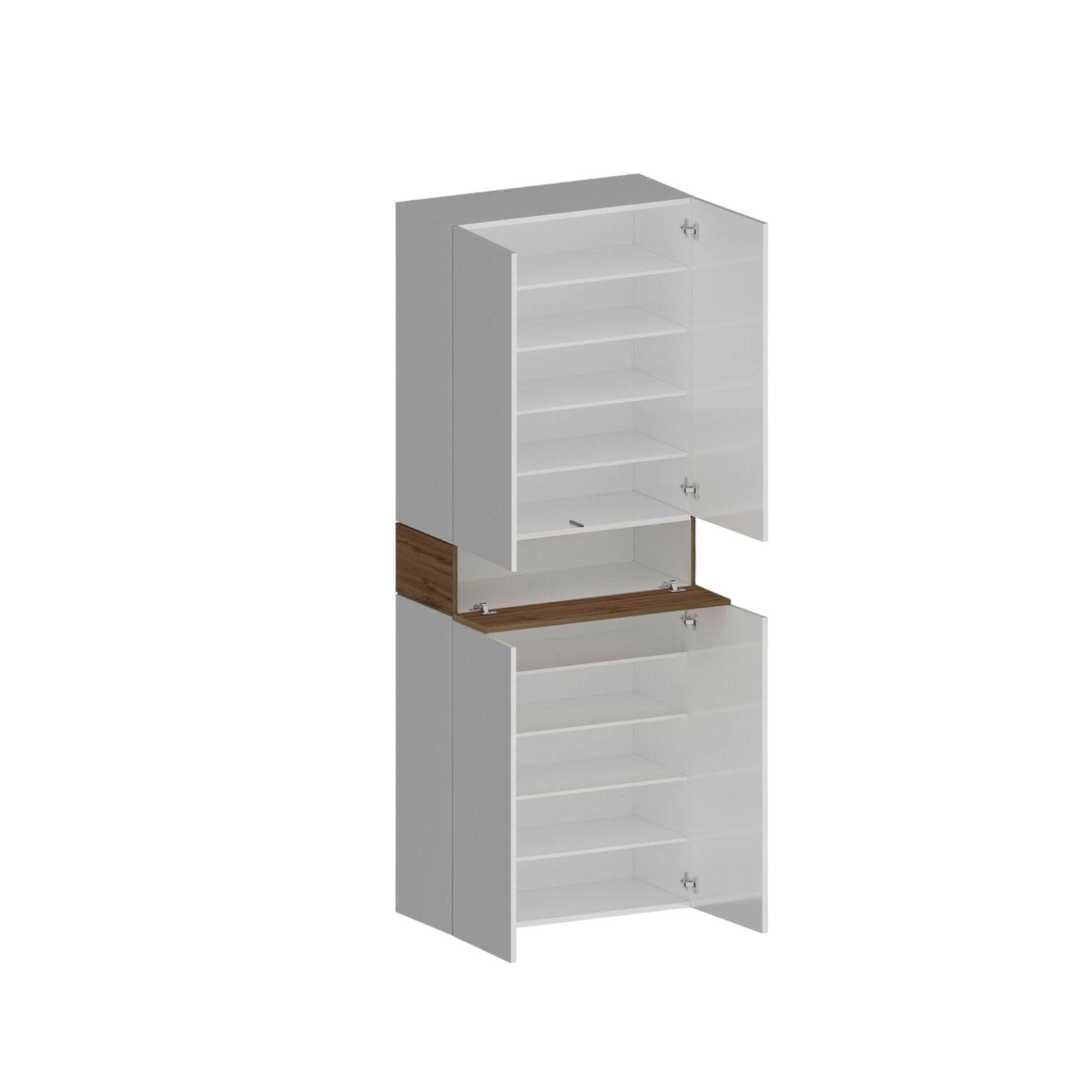 Scarpiera Asklol, Porta scarpe salvaspazio a 5 ante, Armadio multifunzione da ingresso, 76x38h200 cm, Bianco e Rovere