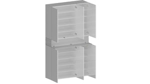 Scarpiera Charoite, Porta scarpe salvaspazio a 7 ante, Armadio multifunzione da ingresso, 114x38h200 cm, Bianco effetto larice