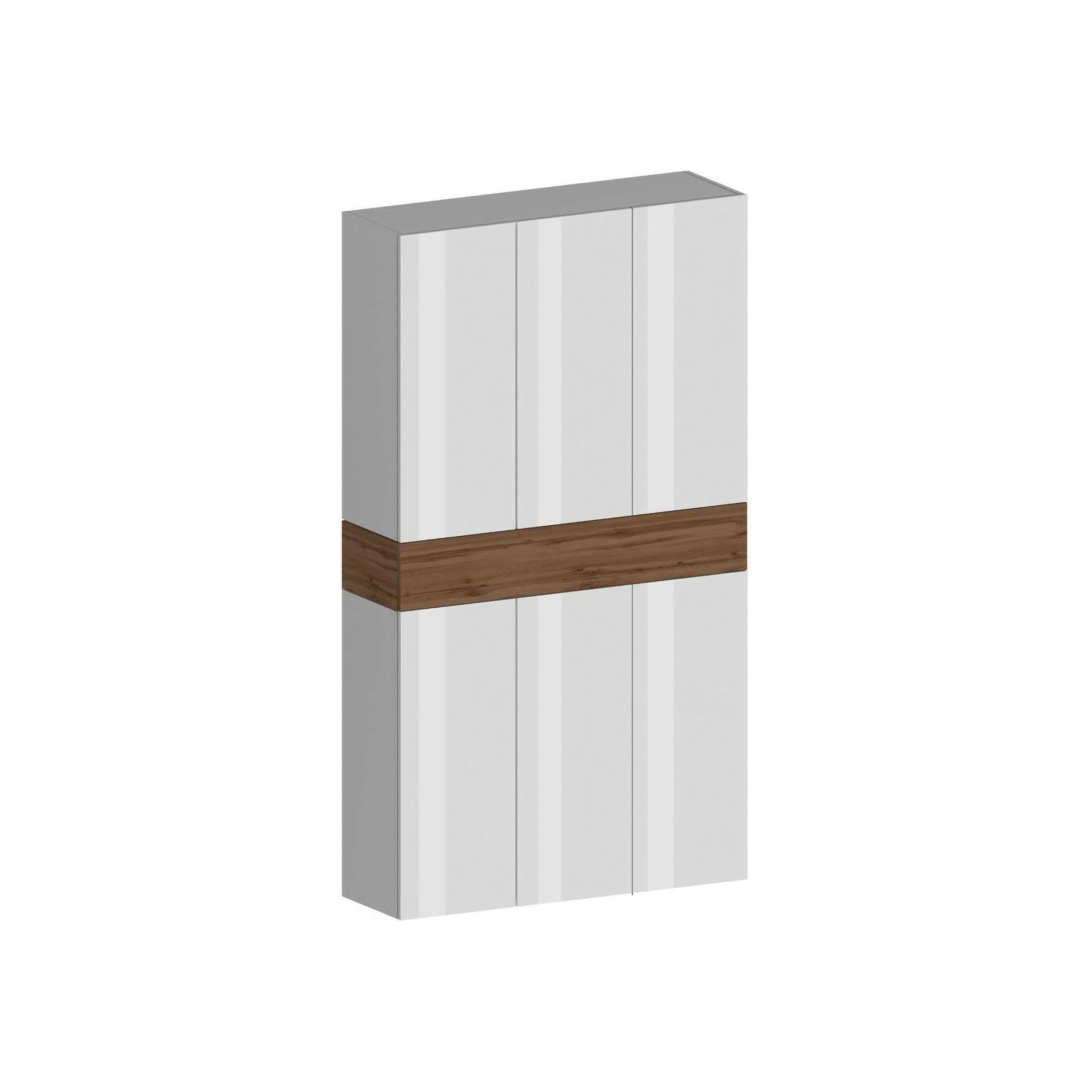 Scarpiera Charoite, Porta scarpe salvaspazio a 7 ante, Armadio multifunzione da ingresso, 114x38h200 cm, Bianco e Rovere