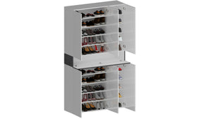 Scarpiera Charoite, Porta scarpe salvaspazio a 7 ante, Armadio multifunzione da ingresso, 114x38h200 cm, Bianco e Ardesia