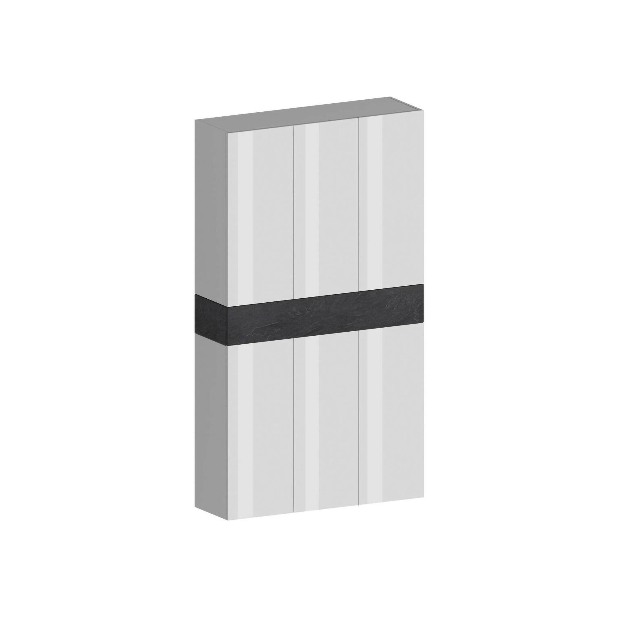 Scarpiera Charoite, Porta scarpe salvaspazio a 7 ante, Armadio multifunzione da ingresso, 114x38h200 cm, Bianco e Ardesia