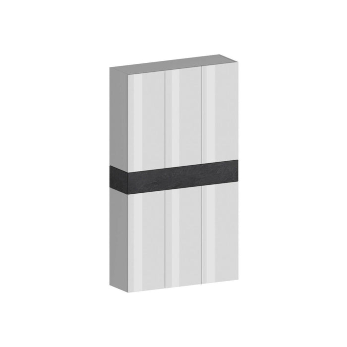 Scarpiera Charoite, Porta scarpe salvaspazio a 7 ante, Armadio multifunzione da ingresso, 114x38h200 cm, Bianco e Ardesia