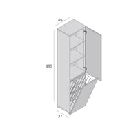 Armadio multiuso 2 ante Aro, Mobile lavanderia a 2 ante, Colonna da bagno con cestello portabiancheria, 100% Made in Italy, 45x37h195 cm, Bianco