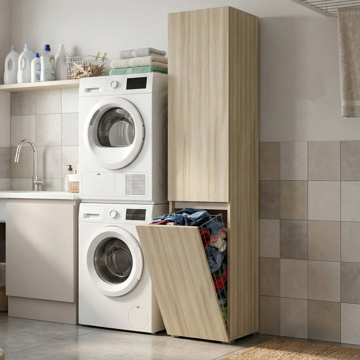 Aro, Armadio Multiuso 2 Ante 2 Ripiani Made in Italy, 45x195h cm Marrone Olmo