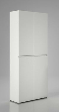 Armadio multiuso grande Arro, Scarpiera con ripiani regolabili, Mobile porta scarpe a 4 ante, 100% Made in Italy, 80x37h195 cm, Bianco