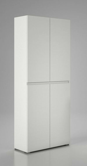 Armadio multiuso grande Arro, Scarpiera con ripiani regolabili, Mobile porta scarpe a 4 ante, 100% Made in Italy, 80x37h195 cm, Bianco