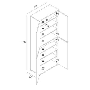 Armadio multiuso grande Arro, Scarpiera con ripiani regolabili, Mobile porta scarpe a 4 ante, 100% Made in Italy, 80x37h195 cm, Bianco