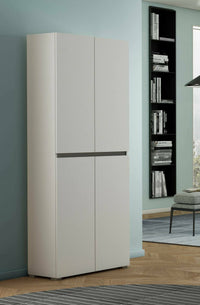 Armadio multiuso grande Arro, Scarpiera con ripiani regolabili, Mobile porta scarpe a 4 ante, 100% Made in Italy, 80x37h195 cm, Bianco